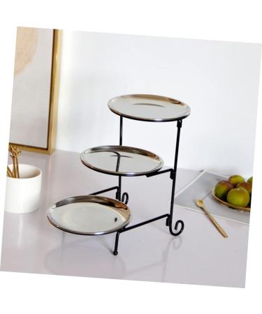 FELTECHELECTR 1 Set Three Tier Fruit Bowl Perfume Display Stand Fruit Dish Food Tray for Desktop Snack Basket Fold Silver 24x23cm - Buy Online on GoSupps.com