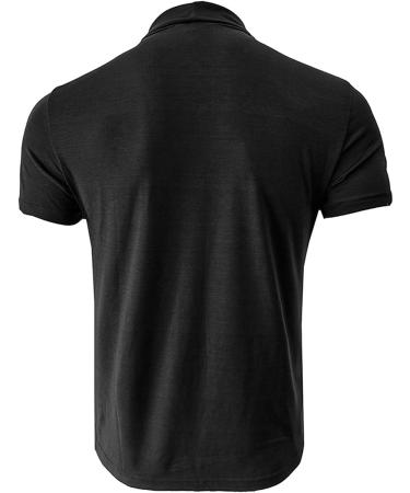 Men's Short Sleeve Mock Turtleneck Slim Fit T-Shirts - Black | Size Small - Buy Online on GoSupps.com