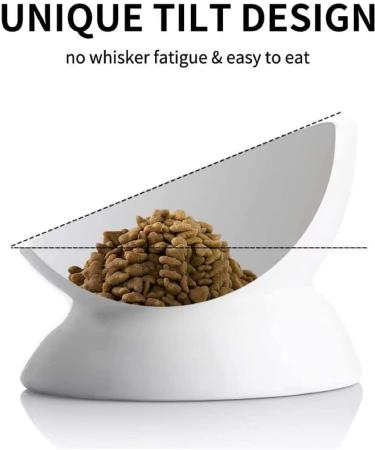 KITCHENLESTAR Ceramic Raised Cat Bowls - Slanted Elevated Porcelain Feeder Bowl for Cat's Spine Health - Backflow Prevention, Stress-Free Feeding - White - Buy Online on GoSupps.com