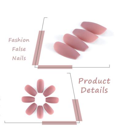 Handcess Coffin Matte Pink Ballerina Press-On Nails | Pure Color Complete Coverage Fake Nail Tips for Women & Girls - Shop Internationally - Buy Online on GoSupps.com