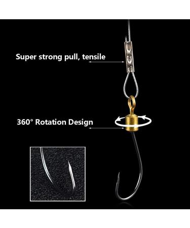 Dyxssm Fishing Hooks with Leader Rigging, Fishing Hook Line Stainless Steel Fishing  Rigs Wire and Rig Hooks 10# Style-b: 3 Hooks Rig
