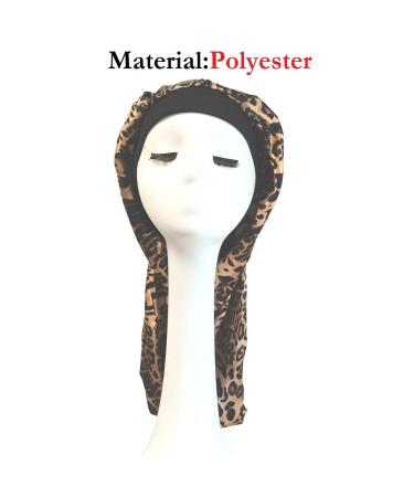 2PCS Satin Bonnet Set for Extra Long Braids & Dreadlocks - Night Caps for Women with Curly Hair, Locs, and Twists (Black & Leopard) - Buy Online on GoSupps.com