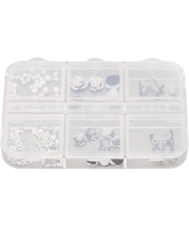 3D Black White Flower Nail Charms Nail Glitter Charm Rhinestones Ornaments Nail Art Decorations Glitter Accessories for DIY Craft Nail Art Design Manicure Decor - Buy Online on GoSupps.com