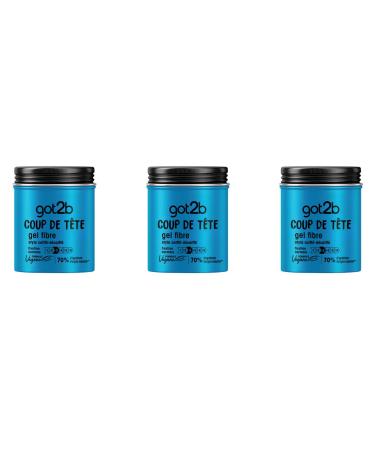 Schwarzkopf - Got2b - Hair Styling Gel - Men's Hair Styling - Coup de Tête - Fiber Gel - Normal Hold - Tousled Style - 100 ml Jar (pack of 3)