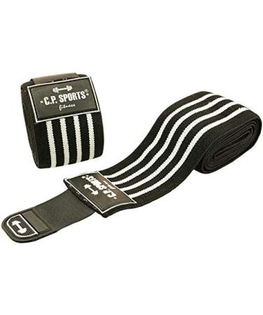 C.P.Sports Profi Elbow Bandages | 1 Pair 130cm | Elbow Support for Fitness Bodybuilding Weight Lifting & Powerlifting | Black & White - Buy Online on GoSupps.com