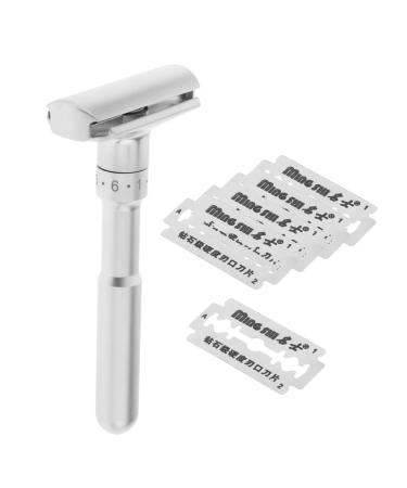 Seasaww Adjustable Safety Razor Classic Mild to Aggressive 1-6 Double Edge with 5 Blades for Men's Shaving
