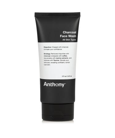 Anthony Charcoal Face Wash - Detoxify Energize Rejuvenate & Protect with Coffea Arabica Taurine & Marine Extracts - Sulfate & Paraben-Free Skincare for Men 6 Fl Oz