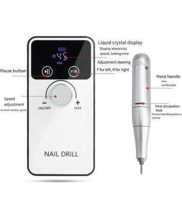 Marran 45000RPM Electric Nail Drill Rechargeable Nail Accessories Gel Nail Polish Sander Low Noise - Buy Online on GoSupps.com