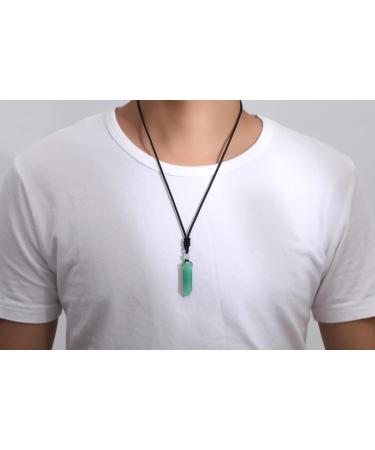 Natural Green Aventurine Crystal Pendant Necklace for Men & Women - Healing Reiki Jewelry - Buy Online on GoSupps.com