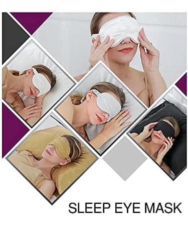 2 Pack 100% Pure 6A Mulberry Silk Sleep Mask for Sleeping - Adjustable Blindfold with Elastic Strap Headband - Natural Cosy 22 Momme Real Silk - White&White - Buy Online on GoSupps.com