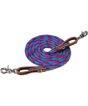WEAVER Leather Drawstring Reins 3/8 x 8' - Hurricane Blue Pink Fusion Purple Jazz - Premium Equestrian Gear for International Shipping - Buy Online on GoSupps.com