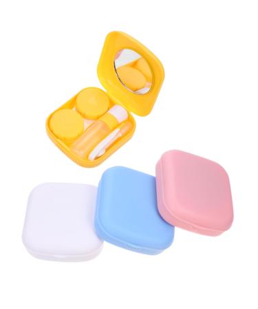 SOLUSTRE 4pcs Contact Lens Case Contact Lenses Box Lentes De Contacto Storage Container For Contact Lenses Contact Lens Holder Square Contact Lens Case Mini PP Frame