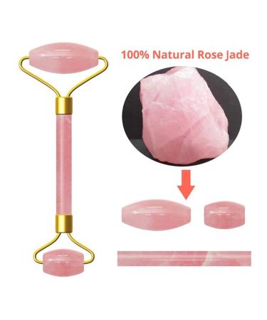 Buy Pink Jade Roller & Rose Quartz Facial Roller - Anti-Aging Beauty Tool for Wrinkles & Puffiness Treatment - Buy Online on GoSupps.com