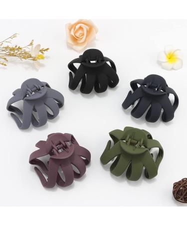 ATODEN Octopus Hair Clip Set - 5 Pcs Large Matte Claw Clips for Thick Hair in Black, Blue, Green, Grey, Purple - Buy Online on GoSupps.com