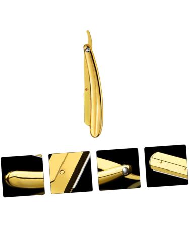 Beavorty Stainless Steel Engraved Folding Razor Holder - Rustproof Manual Barber Razor with Golden Rim Blades (14.5x2.5cm) - International Shipping Available - Buy Online on GoSupps.com