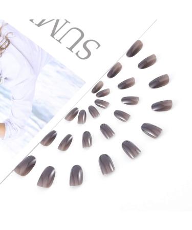 Sethexy Glossy Oval Medium Black Fake Nails - 24PC Acrylic Complete Cover Fashion Tips for Women & Girls - Buy Online on GoSupps.com