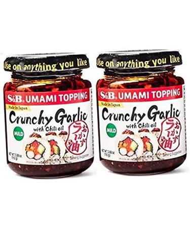 S&B chili oil w/ Crunchy Garlic 3.9 oz (Pack of 2) 3.9 Ounce (Pack of 2)