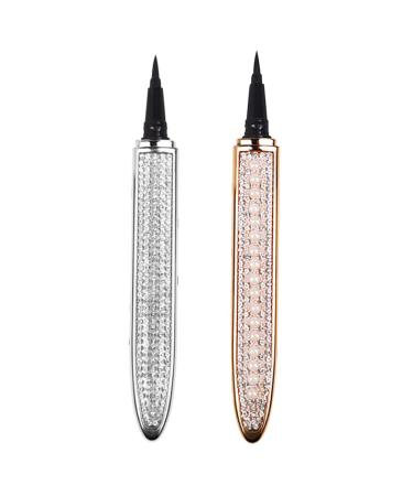 STOBAZA Lot de 2 Stylos Eyeliner Auto-Adh sifs Waterproof Effet Diamant Paillet Couleur Rose Perl Or Maquillage Yeux R sistant la Transpiration Contour Pr cis et Intense