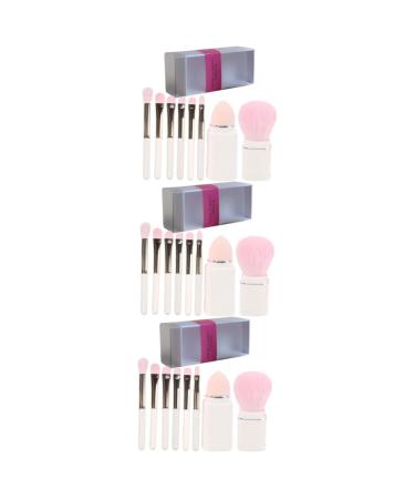 Beavorty 3 Sets Makeup Brush Set Sponge Brow Brush Facial Kit Eye Shadow Brush Eye Shadows Brush Make up Brush Makeup Brush for Girls Cosmetics Brush White Travel Tool Artificial Fiber Face