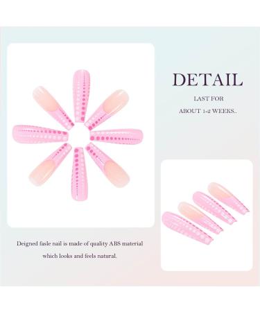 Buy Vatocu Shiny Pink French Artificial Nails - Long Wave Point Acrylic Nails for Women & Girls (24 Pieces) - International Shipping - Buy Online on GoSupps.com