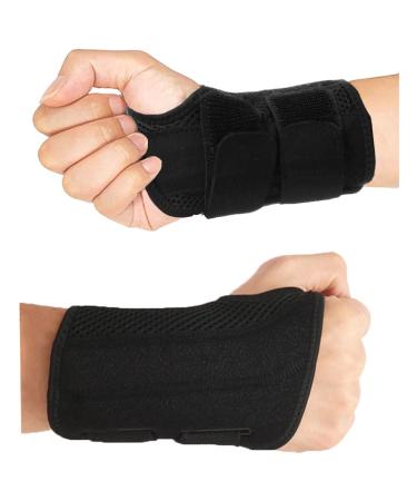 HYCOPROT Adjustable Wrist Supports Brace with 2 Metal Straps for Men and Women-Breathable Carpal Tunnel Wrist Splint for Relieve Tendonitis Arthritis Sprains S/M(Pack of 1) Black-Right Hand