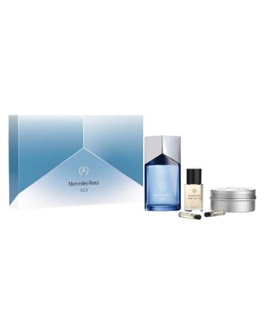 Mercedes-Benz Sea LSA Giftset - Men's Cologne Gift Set - 3 Colognes for Men Hair Oil Solid Shower Gel Body Wash - Grooming Essentials - 5 Pc 8.21 Fl Oz (Pack of 1)