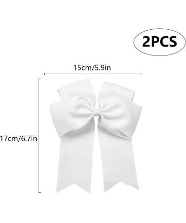 2 Pack 6 inch Bow Hair Clips Large Hair Bow Hair Barrette Clips for Women Girls White Hair Bow for Women - Buy Online on GoSupps.com