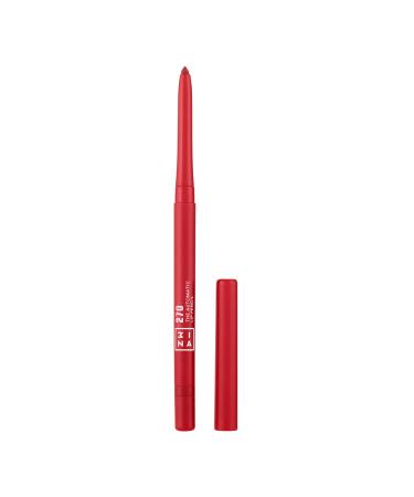 3INA MAKEUP - The Automatic Lip Pencil 270 - Dark red Lip Liner with Built- In Sharpener and Brush - Longwearing and Waterproof Lip Liner - Creamy and Hydrating Lip Liner - Vegan - Cruelty Free