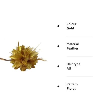 Gold Flower Feather Bead Corsage Hair Clip Fascinator Set - Buy Online on GoSupps.com