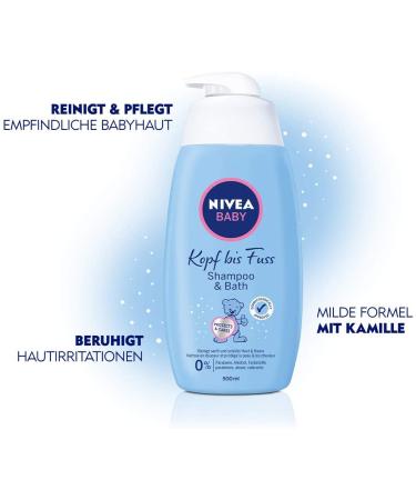 Nivea Baby Head to Toe Shampoo & Bath 500ml | Gentle Chamomile Baby Wash for Skin & Hair | Mild Shampoo with Eye Protection - Buy Online on GoSupps.com