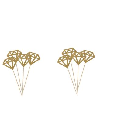 SEWACC 100 Pcs Diamond Dessert Topper Diamond Cupcake Topper Diamond Shape Diamond Cake Topper Decorations Gem Happy Birthday Cake Food Diamond Dessert Picks Fondant Topper Set Fruit Goldenx2pcs mediumx2pcs