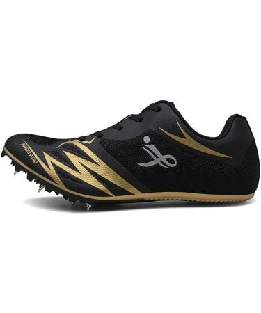 muchflash Unisex Track & Field Spike Shoes | Lightweight Training Sneakers for Jumping & Athletics | Spikes for Youth & Kids | Black-Golden | Size 9 Women/7.5 Men - Buy Online on GoSupps.com