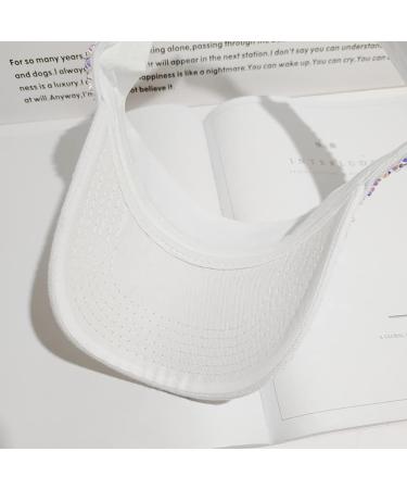Gudessly Shiny Rhinestones Sport Sun Visor Cap - Adjustable Summer Visor for Women Men - White - Buy Online on GoSupps.com