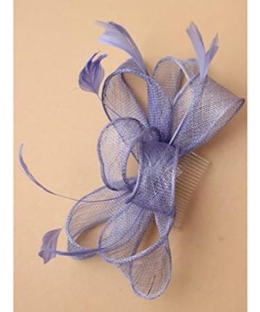 6494 Cornflower blue large looped sinamay and feather fascinator on a clear comb Wedding Races - Buy Online on GoSupps.com