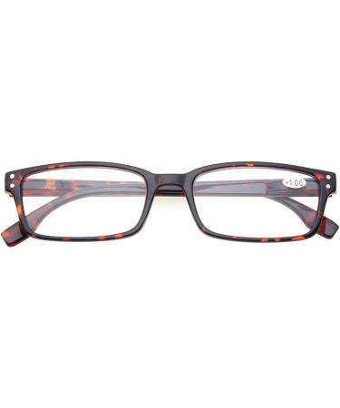 Kerecsen Rectangular Reading Glasses for Men - Retro Style Spring Hinges Comfortable +1.75 Magnification (4-Pack: 2 Black 2 Tortoise) - Buy Online on GoSupps.com