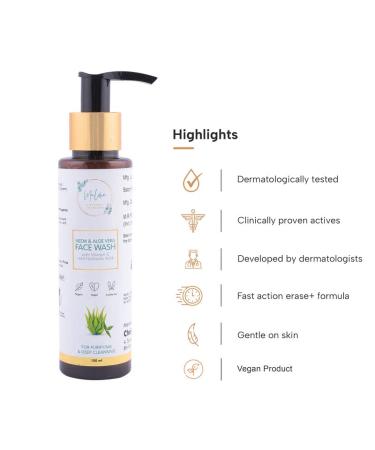 Neem and Aloe Vera Facewash for All Skin Types - 100ml | Buy Online for Men & Women - International Shipping Available - Buy Online on GoSupps.com