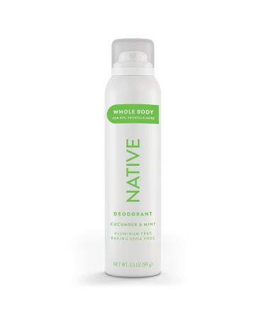 Native Whole Body Deodorant Spray Contains Naturally Derived Ingredients Deodorant for Women & Men | 72 Hour Odor Protection Aluminum Free with Coconut Oil and Shea Butter | Cucumber & Mint - Buy Online on GoSupps.com