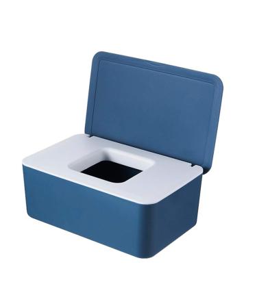 QKFON storage box for wet wipes wet wipes for dry and wet tissue paper napkin holder wet wipes donor holder with lid for home and office (blue white)