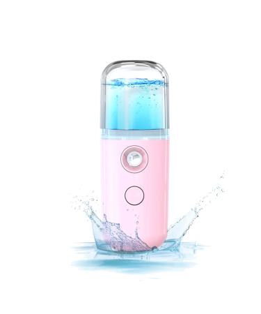 CHIRISEN Rechargeable Handy Nano Mister Facial Sprayer Steamer Mist Nano Ionic Eyelash Extensions Face Spa Beauty Skin Care with USB Cable Mini Pink