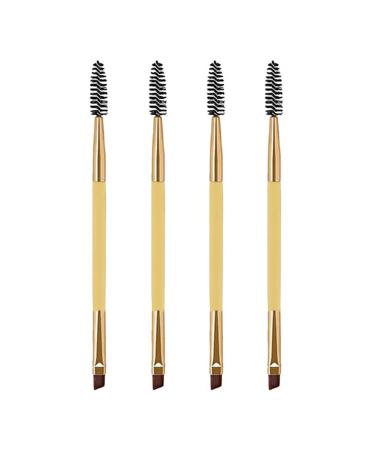 Eyebrow Brush Angled Eyebrow Brush and Spoolie Brush Multifunction Makeup Tools Double Brush Mascara Brush and Eyebrow Comb 4 Pieces (Yellow)