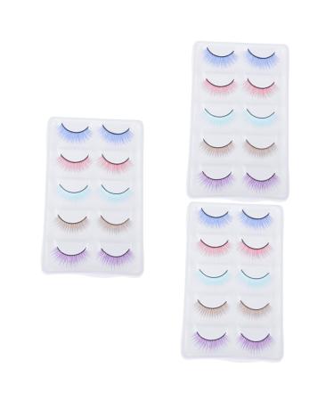 FRCOLOR 15 Pairs Colored False Eyelashes Dense Fake Eyelash Vivid Eyelashes Soft Natural False Eyelashes Thick Man-made Fiber False Eyelashes Artificial Fiber 3d European and American