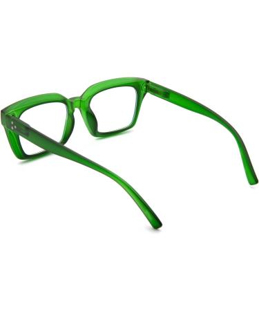Amorays Oversize Square Frame Vintage Reading Glasses +3.5 Green - Anti-Blue Light Lens for Men & Women | Presbyopia Readers - Buy Online on GoSupps.com