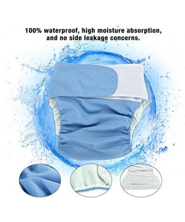 Adjustable Adult Cloth Diapers Pants - Washable & Reusable Incontinence Care Underwear (Blue) - Buy Online on GoSupps.com