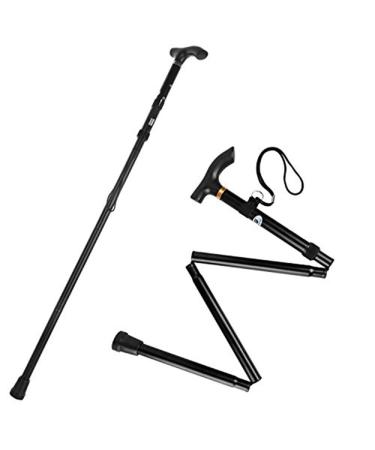 Sminiker Professional Folding Walking Cane with Carrying Bag - Lightweight Adjustable Walking Stick for Men and Women - Aluminum Alloy Shaft (Black) - Buy Online on GoSupps.com
