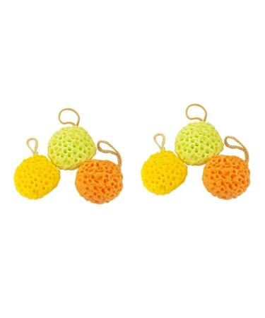 FRCOLOR Set of 6 Schauball Honeycomb Bath Ball Shower Ball Bath Sponge Bee Honeycomb Bath Flower No Latex