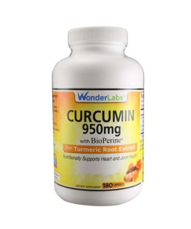 Wonder Labs Curcumin 950 mg with BioPerine Supprts Heart and Joint Health - 180 Capsules