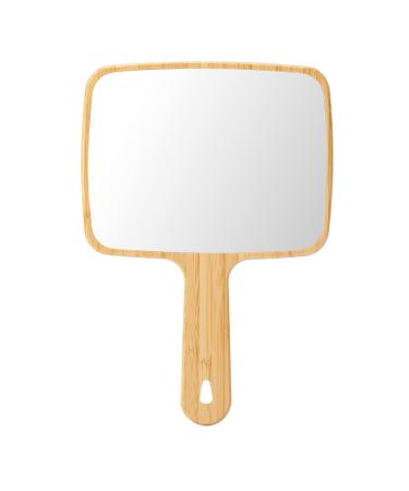 YEAKE Hand Mirror,Natural Bamboo Handheld Mirror with Handle, Single-Sided Portable Travel Vanity Mirror for Men & Women,6.9" W x 9.9" L Medium(6.9"X9.9")