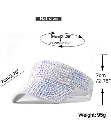 Gudessly Shiny Rhinestones Sport Sun Visor Cap - Adjustable Summer Visor for Women Men - White - Buy Online on GoSupps.com