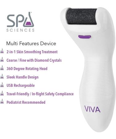 Spa Sciences Viva Professional Electronic Foot Smoothing Pedi Tool - Rechargeable, Powerful Callus Remover for Hard, Dry Skin - Includes 2 Treatment Heads - Buy Online on GoSupps.com