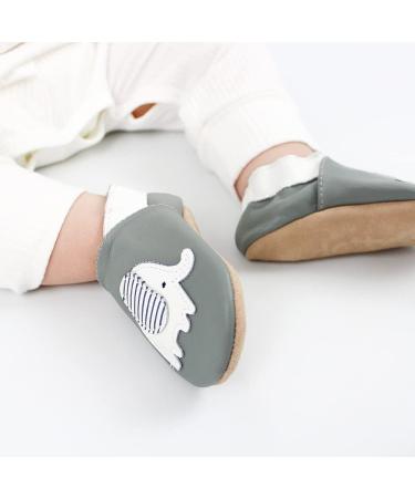 Dotty Fish Soft Leather Baby Shoes | Non Slip | Animal Designs | Boys & Girls | 0-6 Months to 4-5 Years | Grey Elephant - Buy Online on GoSupps.com